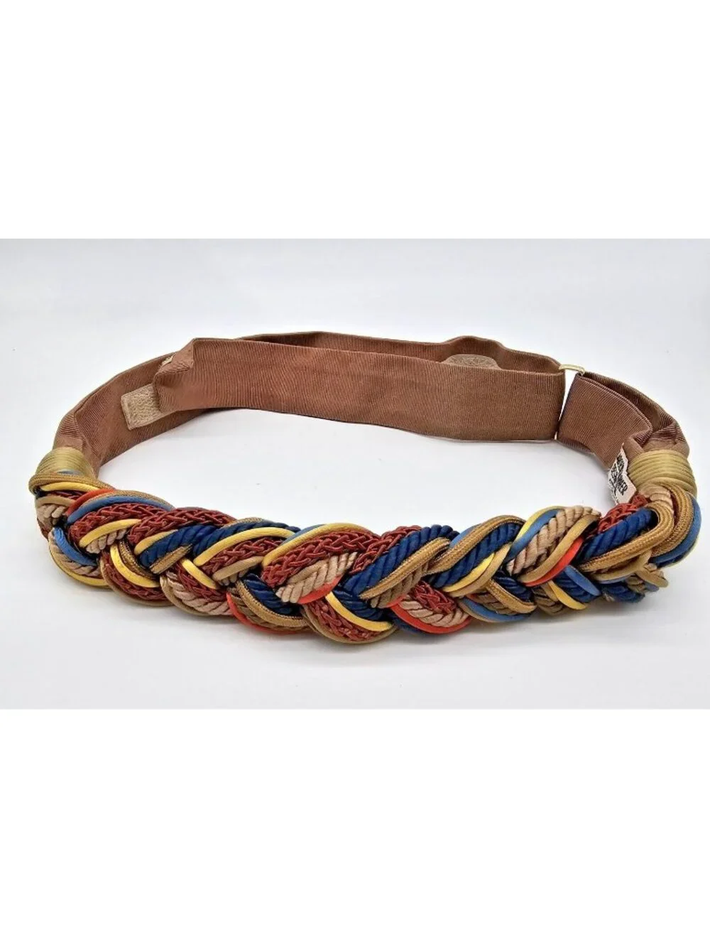 Carolyn Tanner Designs Inc Belt Brown Gold Braided Adjustable 80s Statement Belt